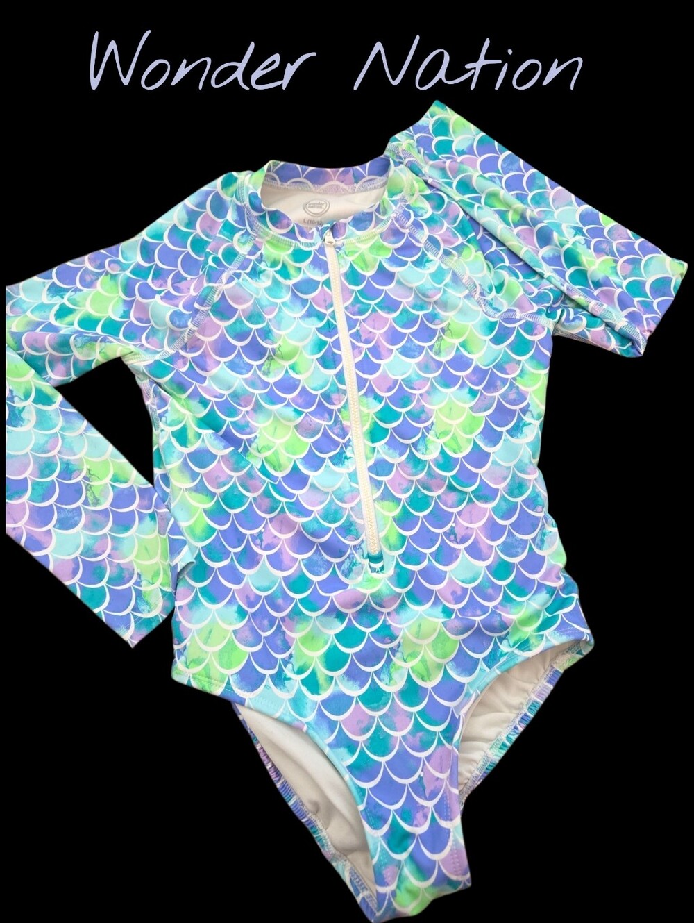 *1638 Wonder Nation Mermaid surf swimsuit Girls L 10-12